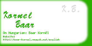 kornel baar business card